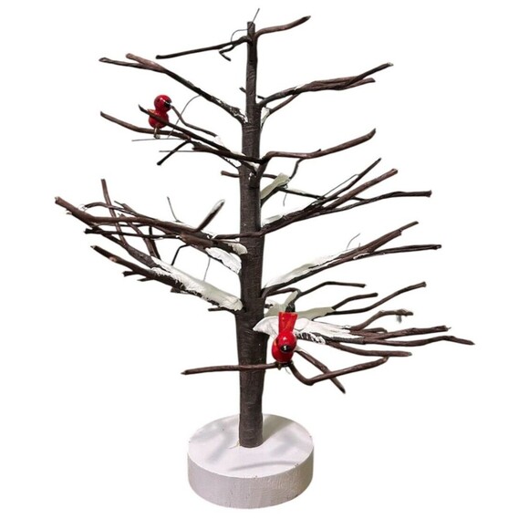 Dept 56 Large Frosted Bare Branch Tree with Cardinals #5184-5 - Picture 1 of 2
